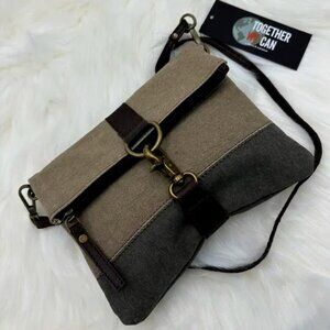 NWT Finley Stone Up-Cycled Fold-Over Crossbody by Mona B, M-5297